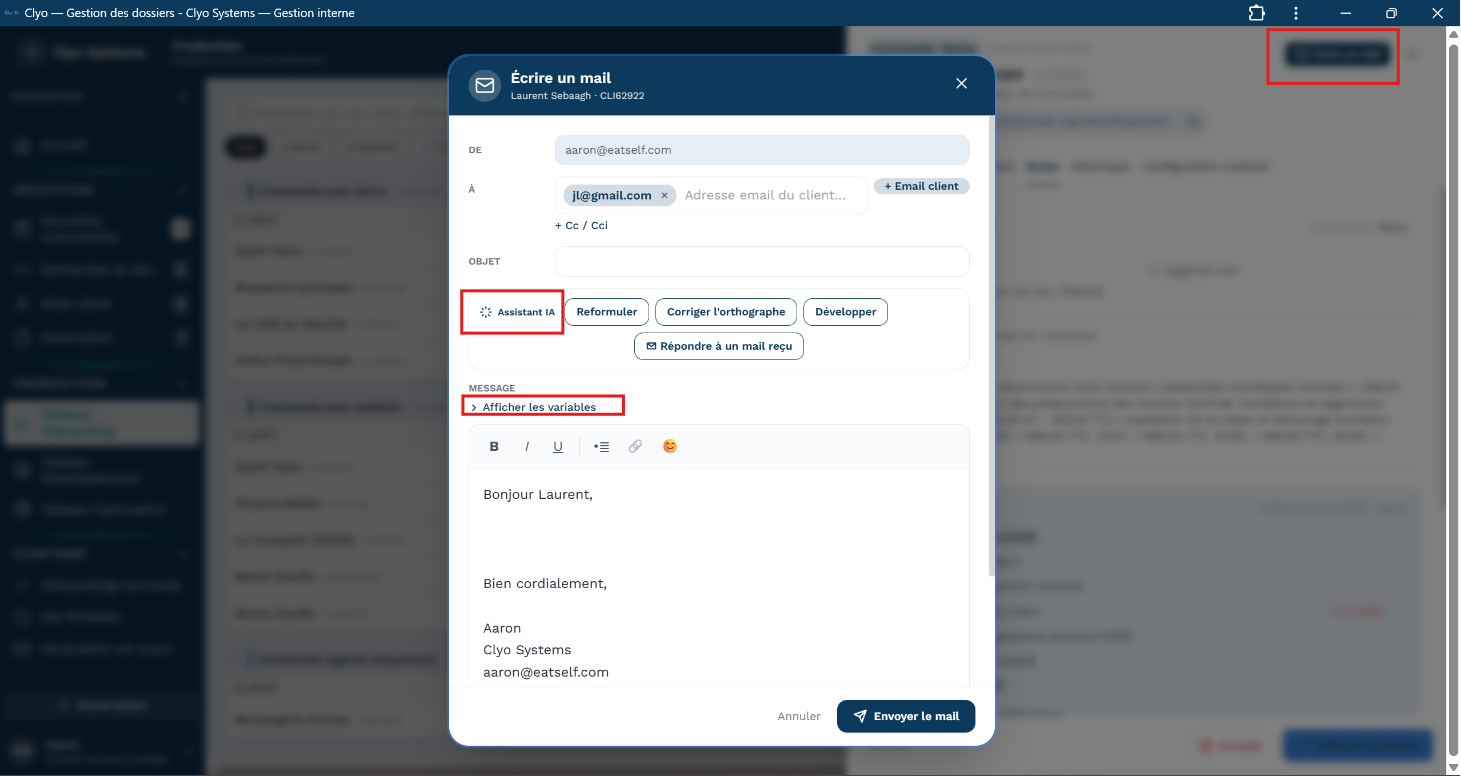 Fenêtre Écrire un mail