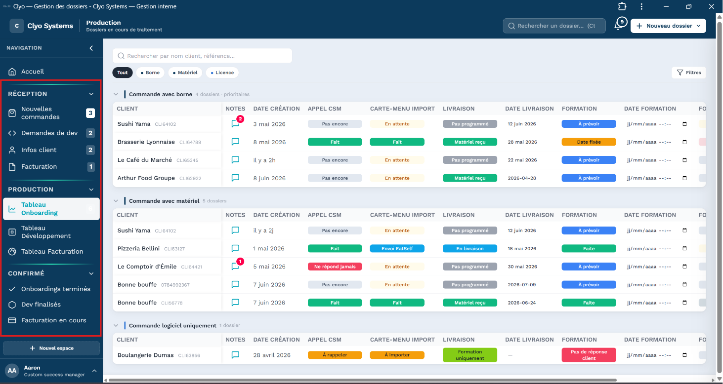 Vue d'ensemble de l'interface : sidebar, bandeau et contenu